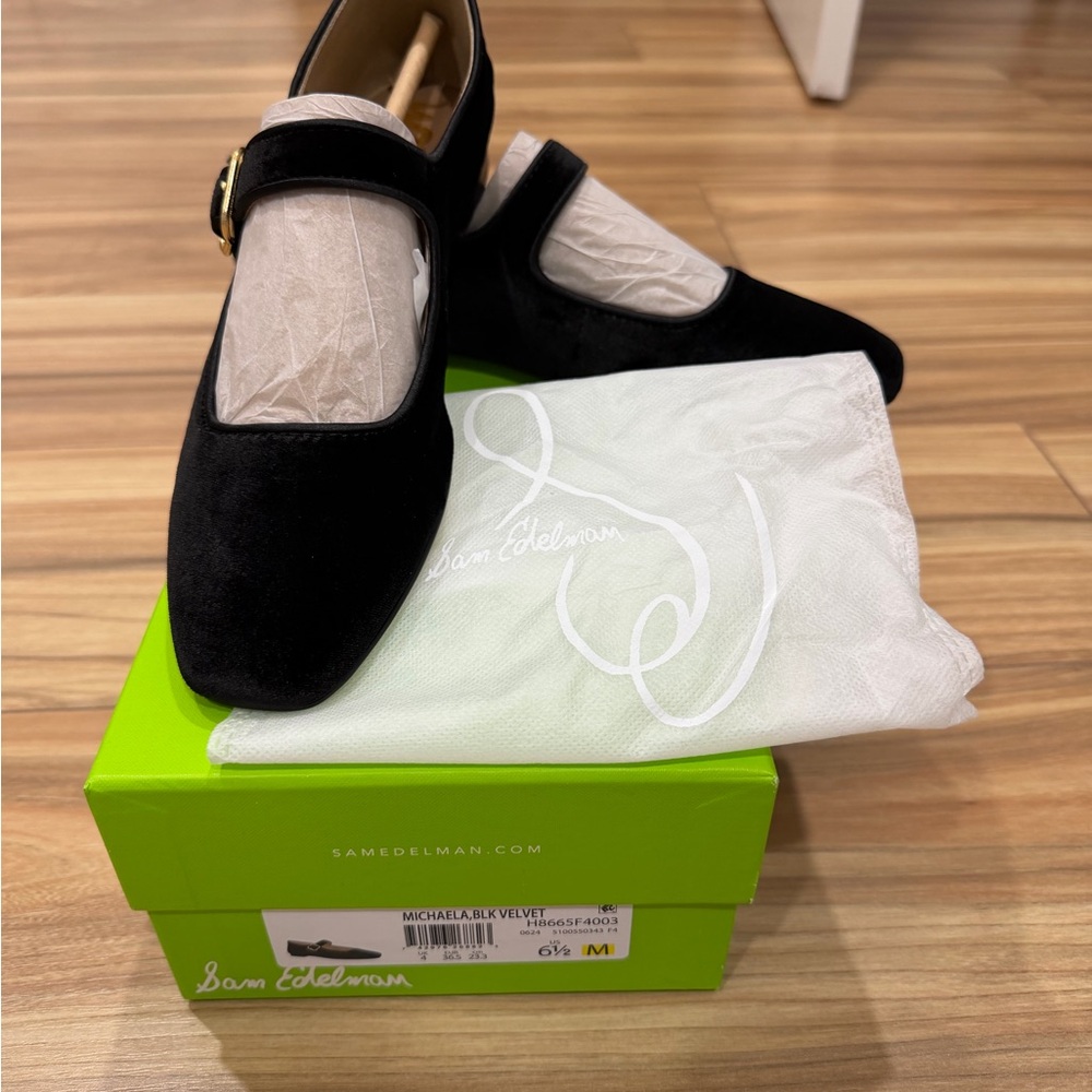 Sam Edelman Black Velvet Mary Jane Shoes - Michaela